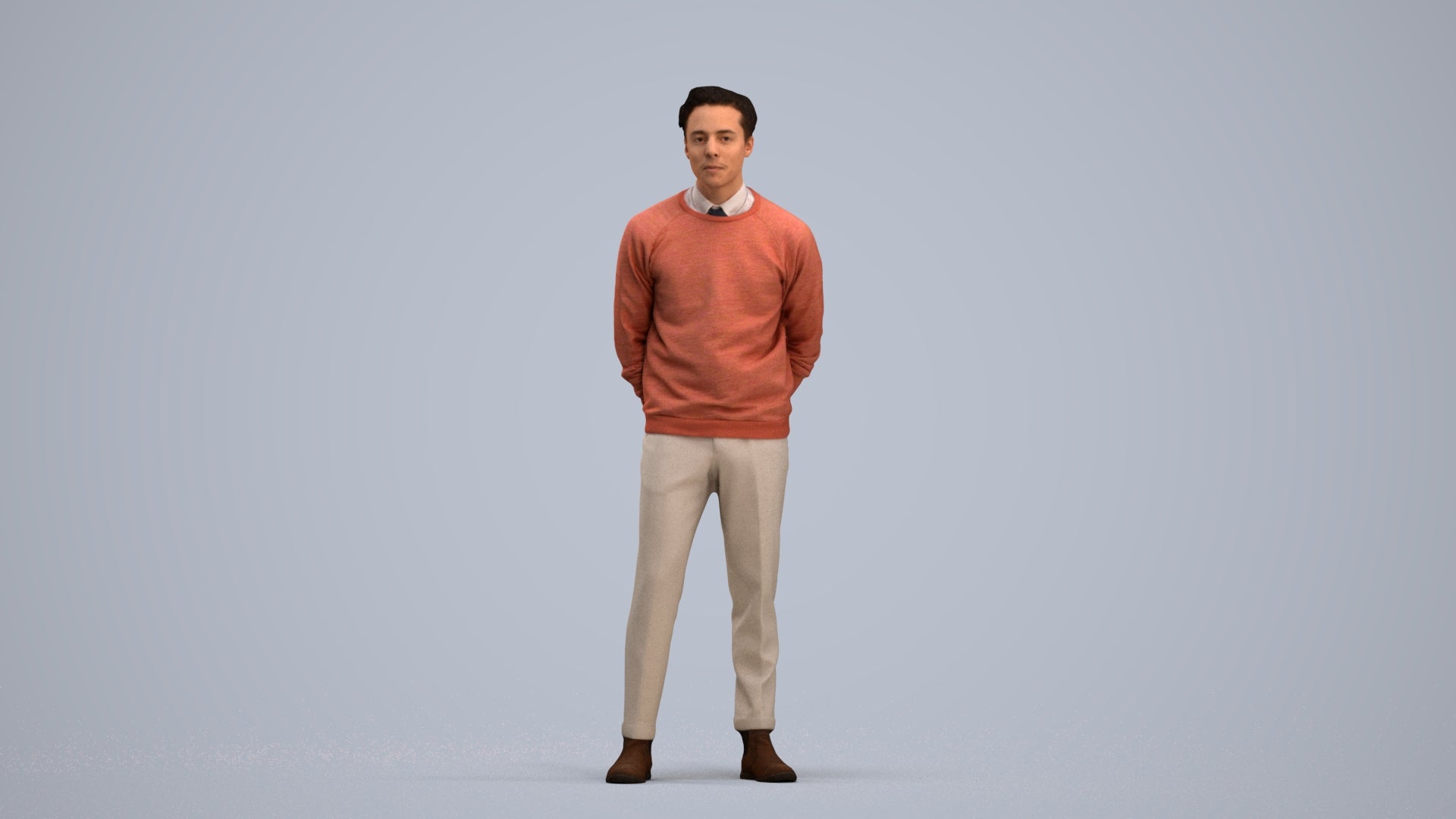 realistic 3D man casual business, scanned archviz people for Blender and 3ds Max, standing pose render