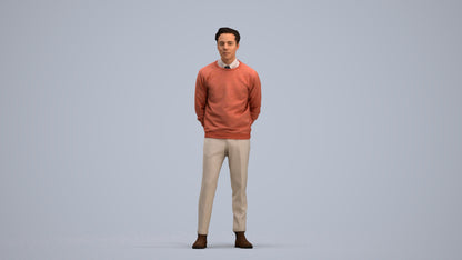 realistic 3D man casual business, scanned archviz people for Blender and 3ds Max, standing pose render