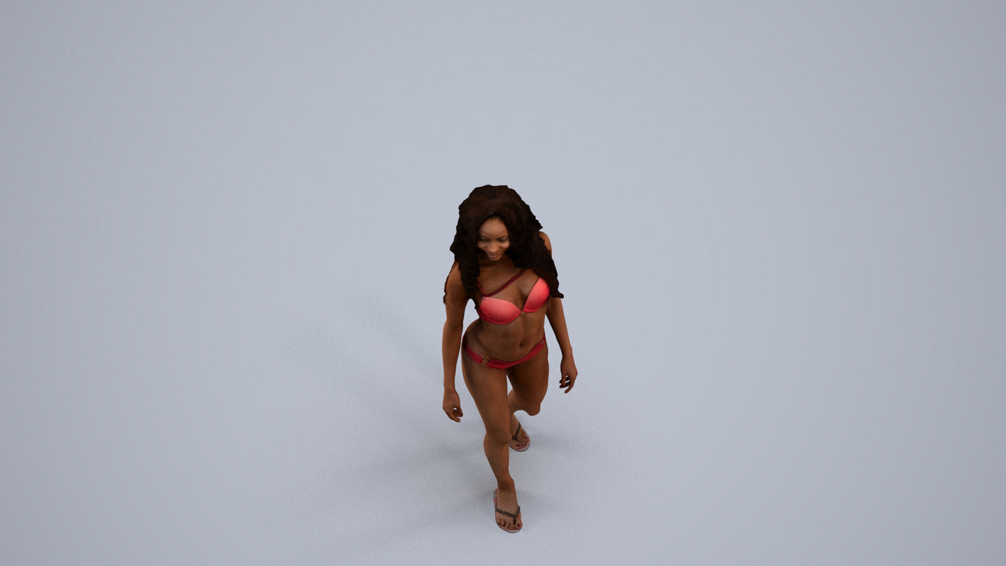 scanned 3D woman pool, photogrammetry people for Enscape and V-Ray, back view render