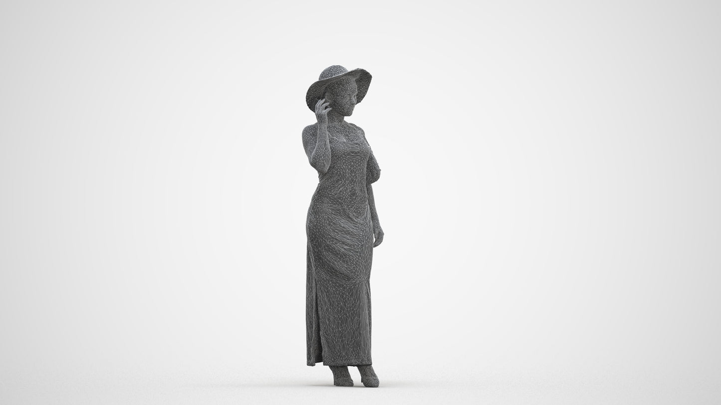 realistic 3D human woman casual walking, archviz people FBX OBJ for Blender, three-quarter front view render