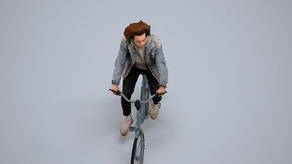 realistic 3D man casual cycling, scanned archviz people for Blender and 3ds Max, back view render