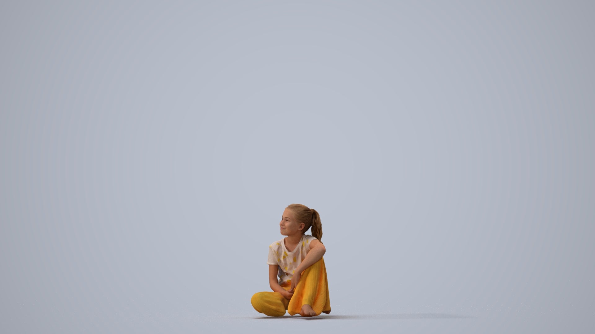 3D people model girl casual kids, scanned human for 3ds Max rendering, three-quarter view render