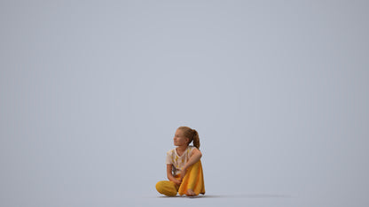 3D people model girl casual kids, scanned human for 3ds Max rendering, three-quarter view render