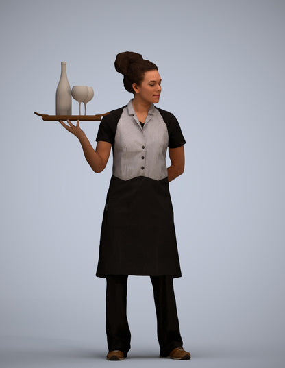 realistic 3D human woman hospitality, archviz people FBX OBJ for Blender