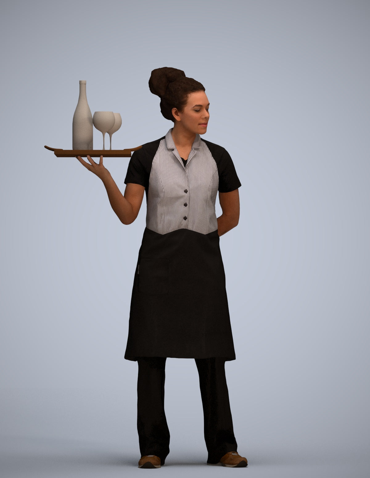 realistic 3D human woman hospitality, archviz people FBX OBJ for Blender