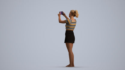3D human model woman casual standing, photogrammetry scanned person for archviz, front view render