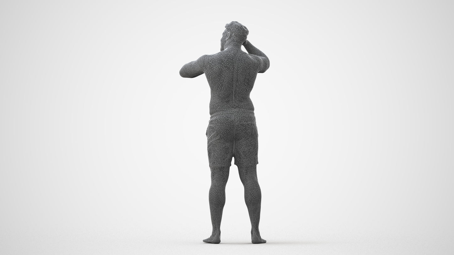 realistic 3D human man pool, archviz people FBX OBJ for Blender, square thumbnail