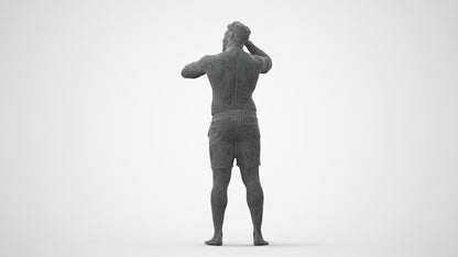 realistic 3D human man pool, archviz people FBX OBJ for Blender, square thumbnail