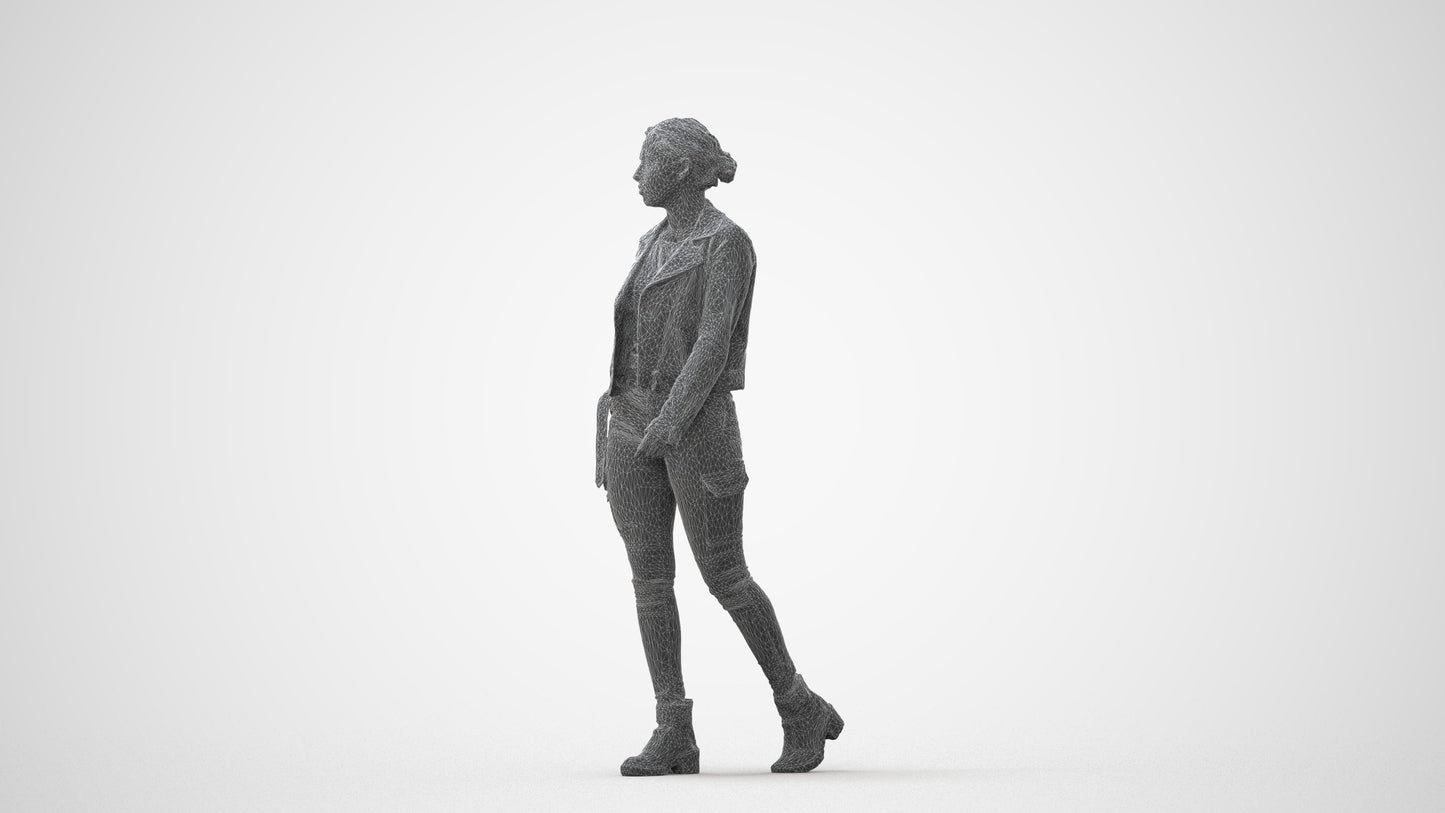 3D people model woman casual walking, scanned human for 3ds Max rendering, square thumbnail