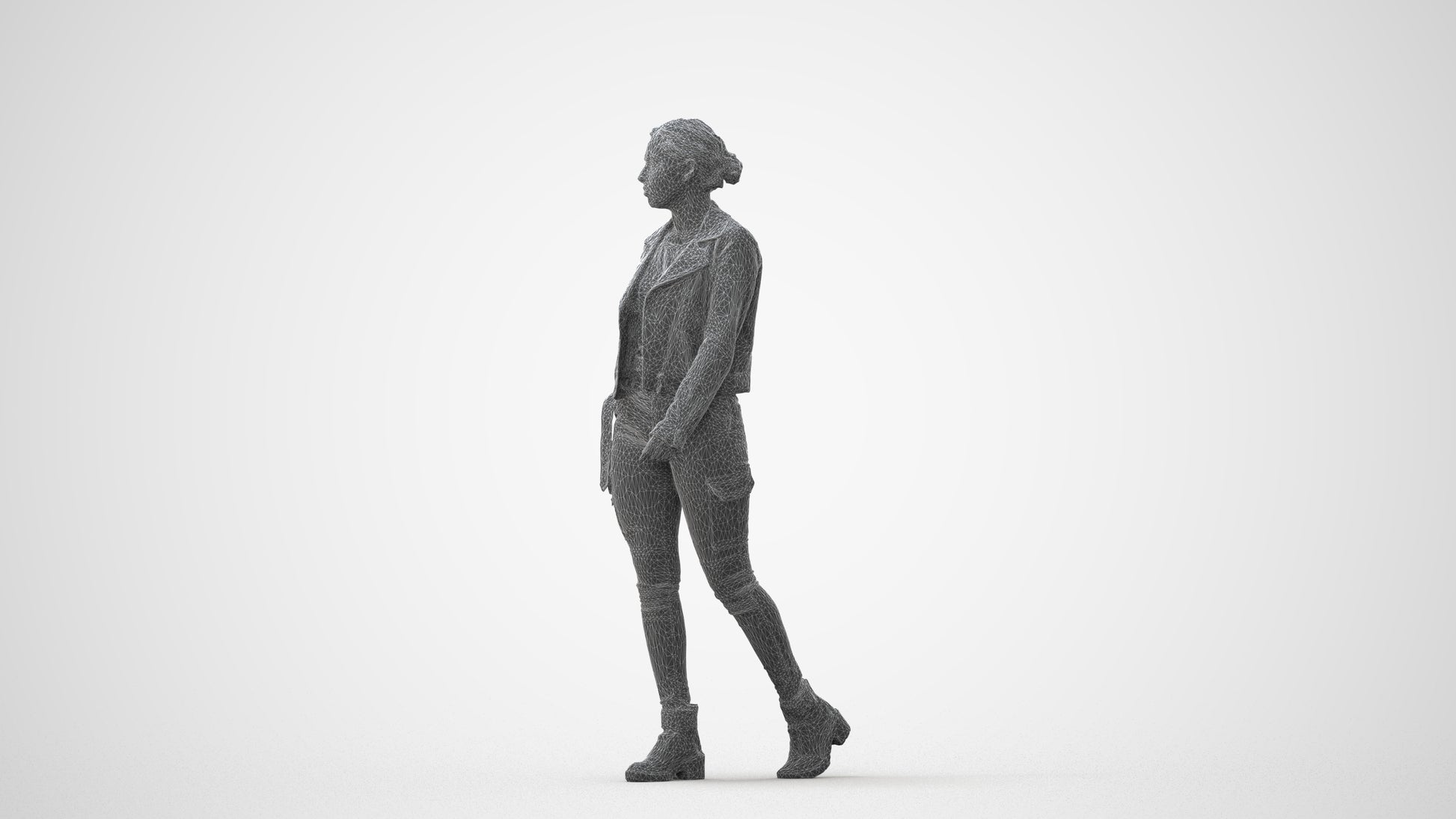 3D people model woman casual walking, scanned human for 3ds Max rendering, square thumbnail