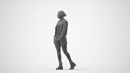 3D people model woman casual walking, scanned human for 3ds Max rendering, square thumbnail