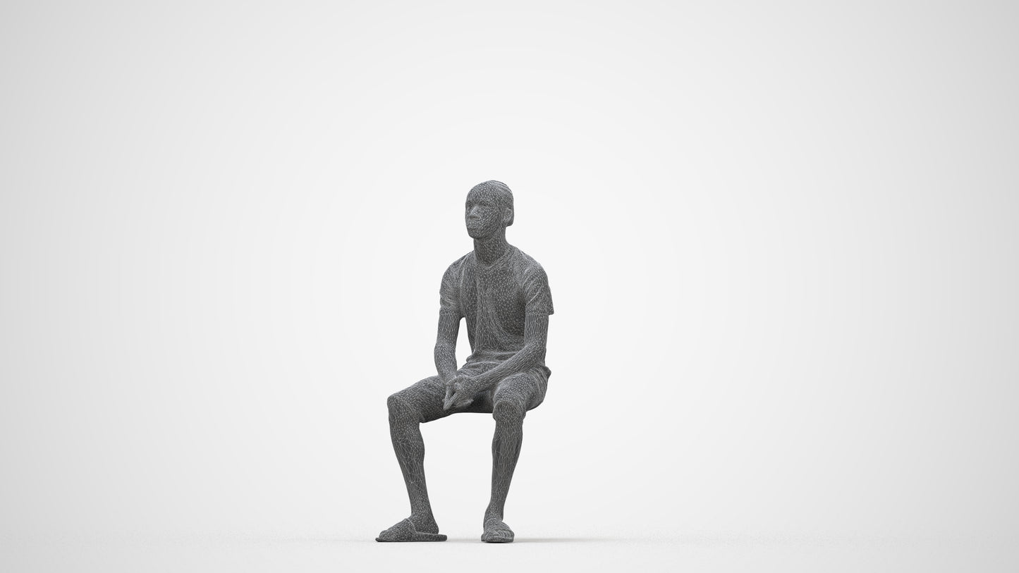 realistic 3D human boy casual kids, archviz people FBX OBJ for Blender, wireframe back view