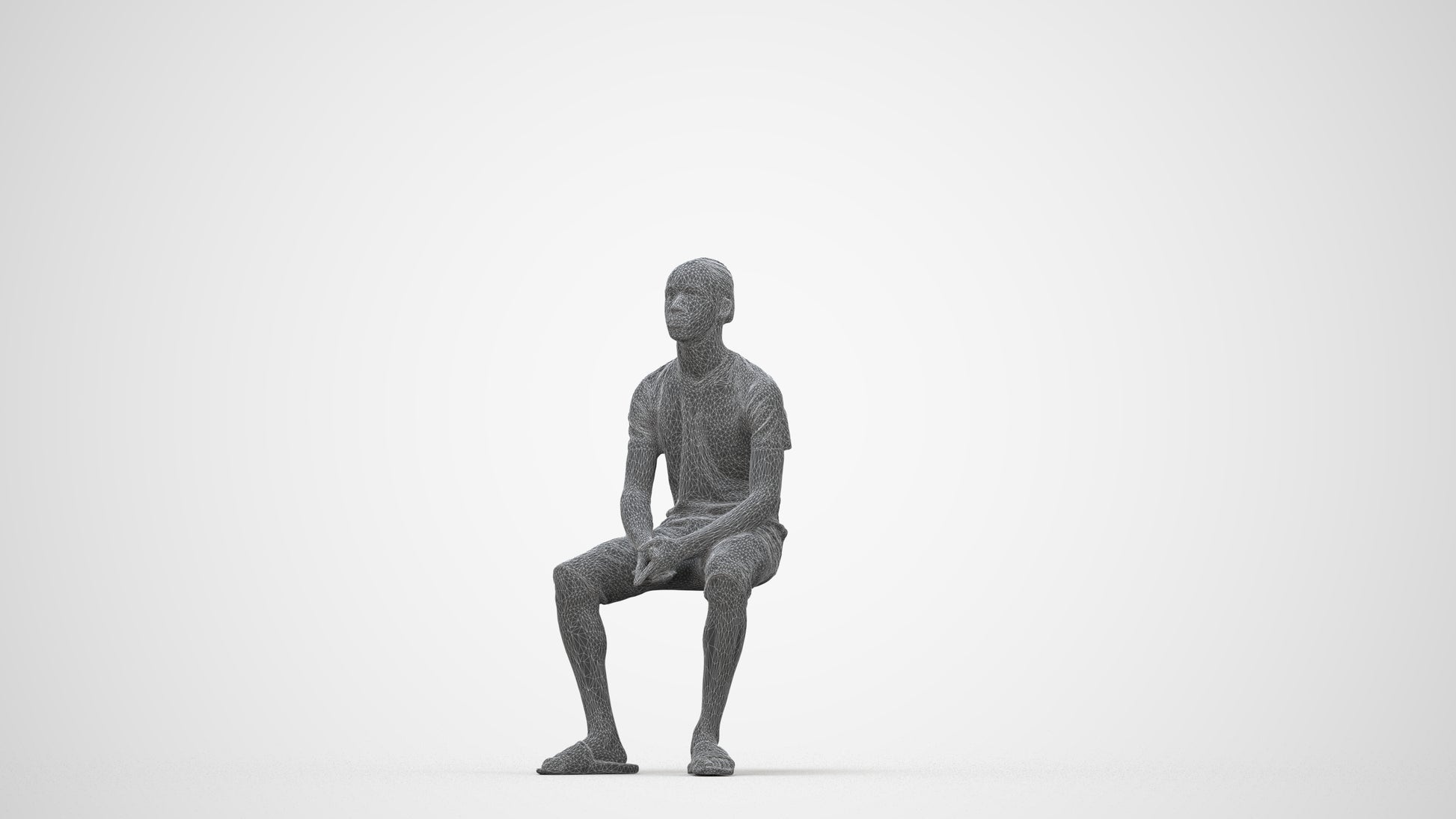 realistic 3D human boy casual kids, archviz people FBX OBJ for Blender, wireframe back view