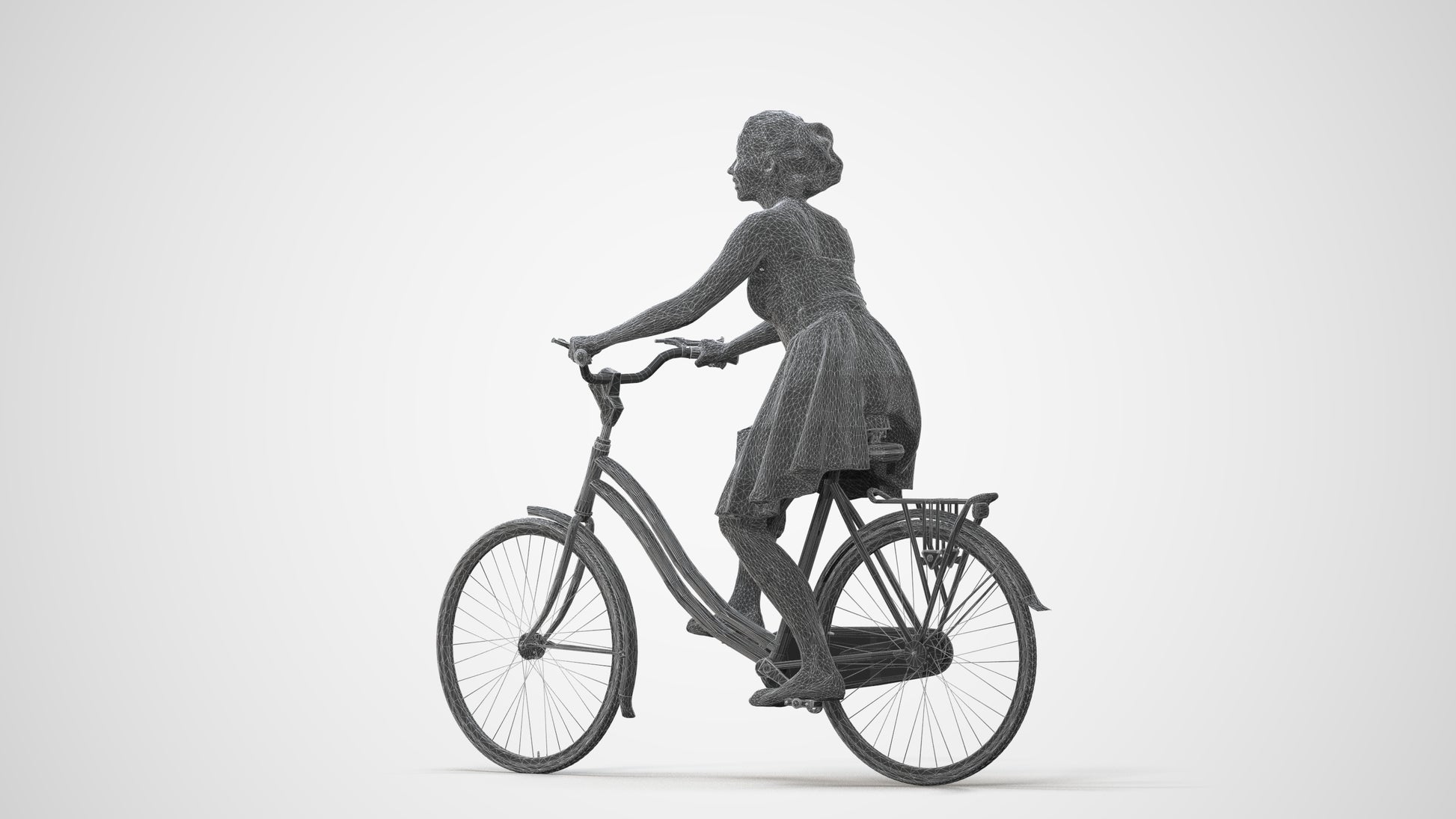 realistic 3D human woman formal cycling, archviz people FBX OBJ for Blender, square thumbnail