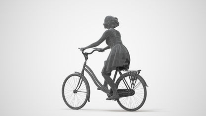 realistic 3D human woman formal cycling, archviz people FBX OBJ for Blender, square thumbnail