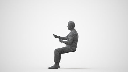 photogrammetry 3D man casual sitting, realistic human model archviz FBX, square thumbnail