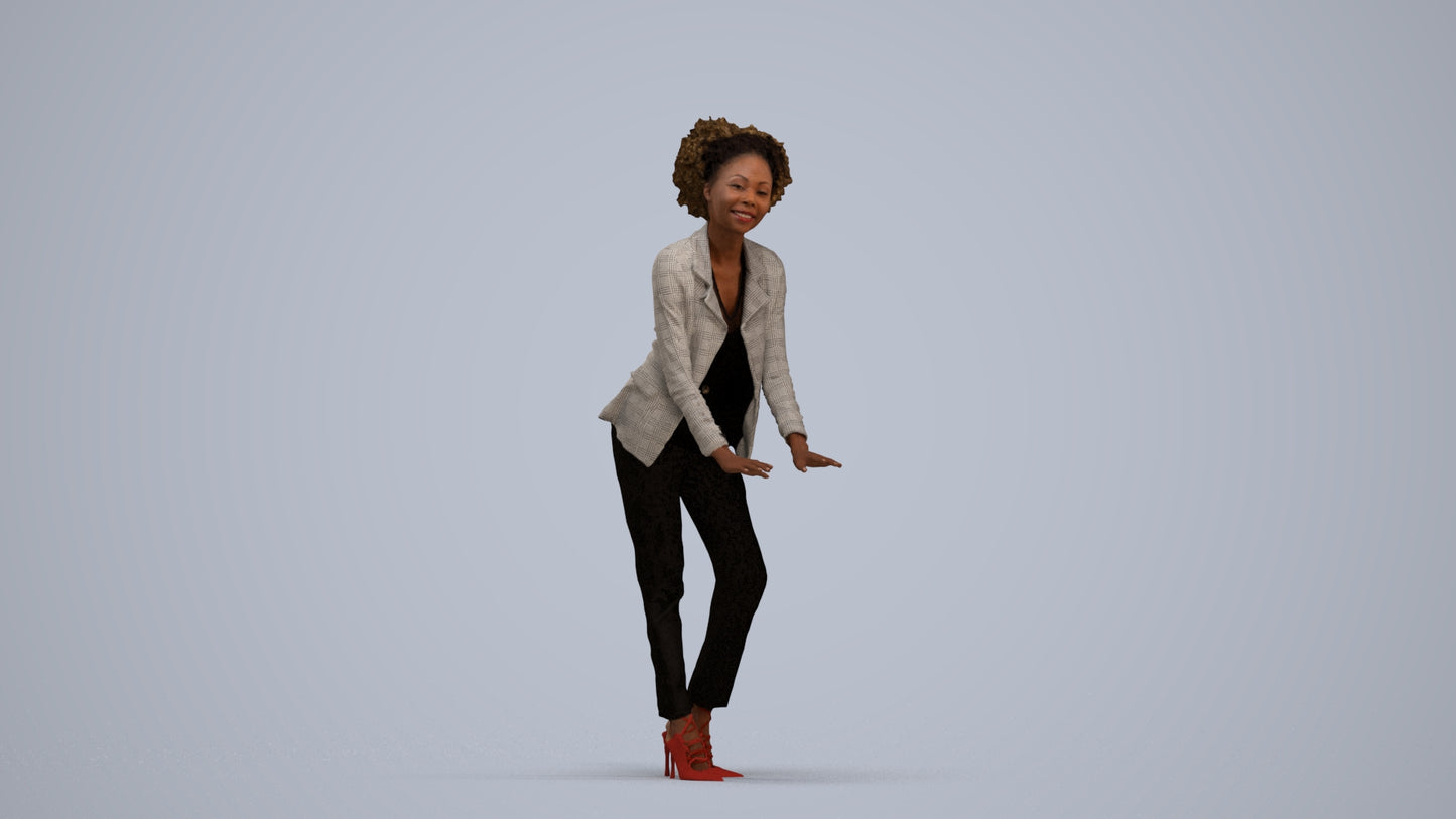 realistic 3D human woman business standing, archviz people FBX OBJ for Blender, standing pose render