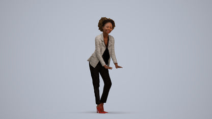 realistic 3D human woman business standing, archviz people FBX OBJ for Blender, standing pose render