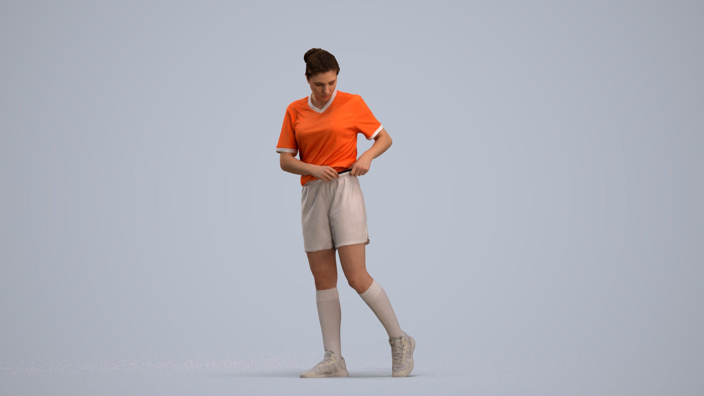 3D human model woman sport, photogrammetry scanned person for archviz, standing pose render