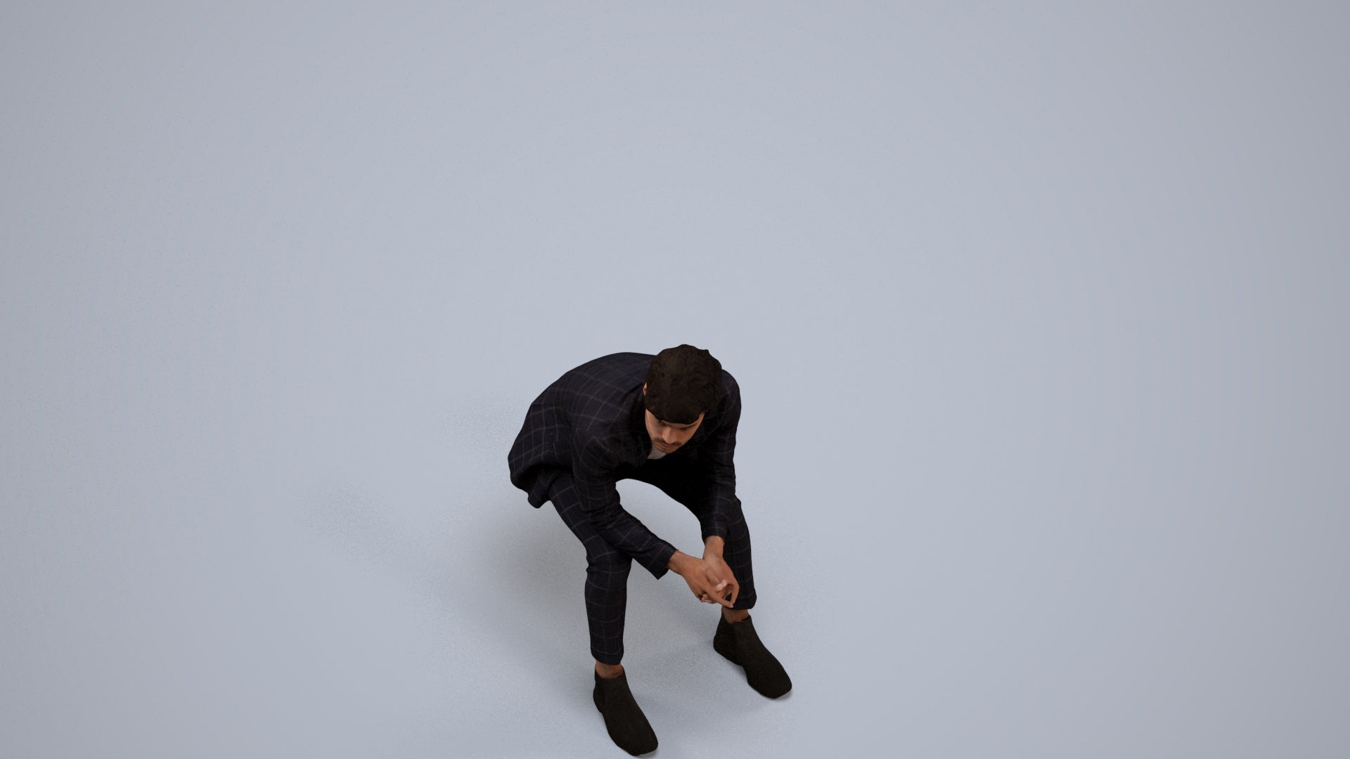 photogrammetry 3D man business sitting, realistic human model archviz FBX, back view render