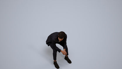 photogrammetry 3D man business sitting, realistic human model archviz FBX, back view render