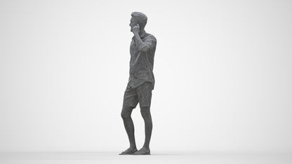 scanned 3D man casual standing, photogrammetry people for Enscape and V-Ray, wireframe back view