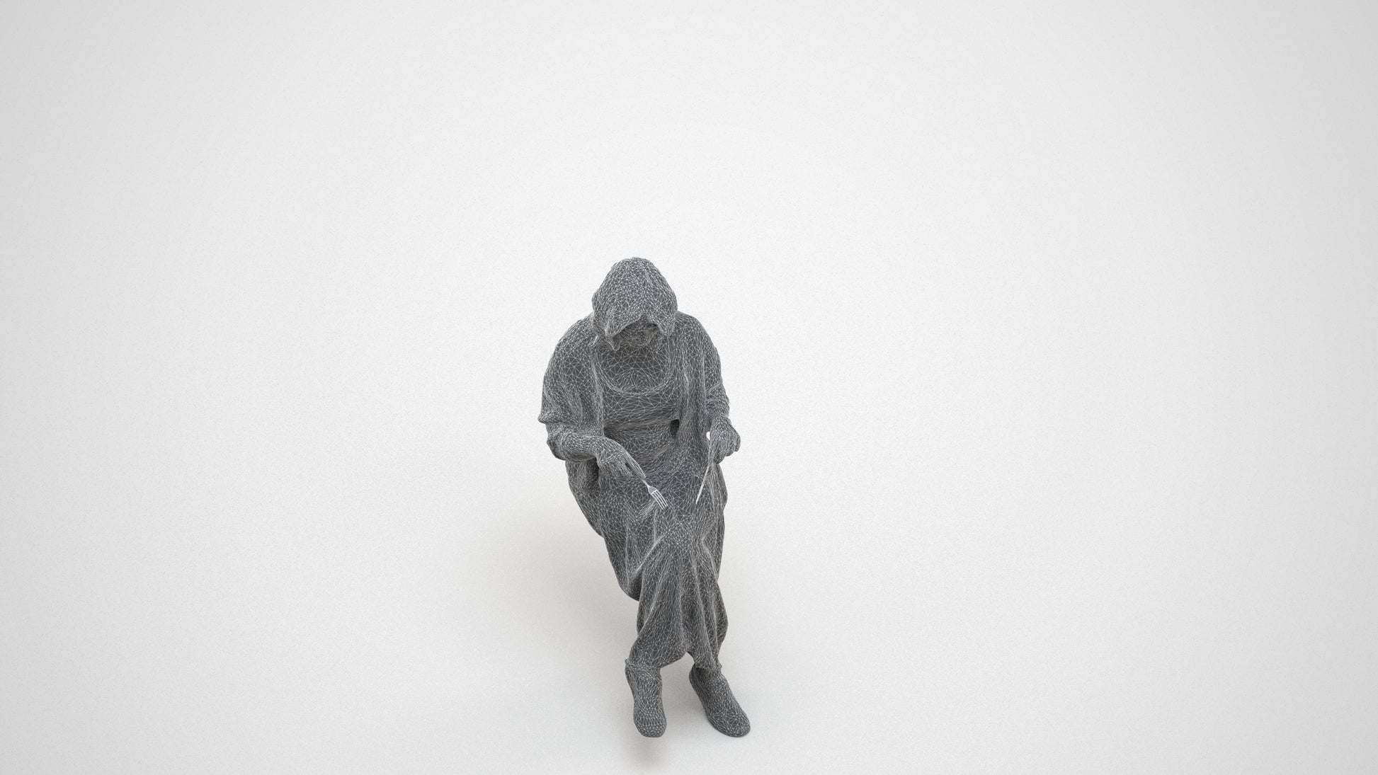 3D scanned woman sitting casual, photorealistic archviz people for Enscape and SketchUp, wireframe three-quarter view