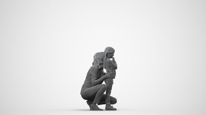 realistic 3D human girl casual kids, archviz people FBX OBJ for Blender, wireframe side view