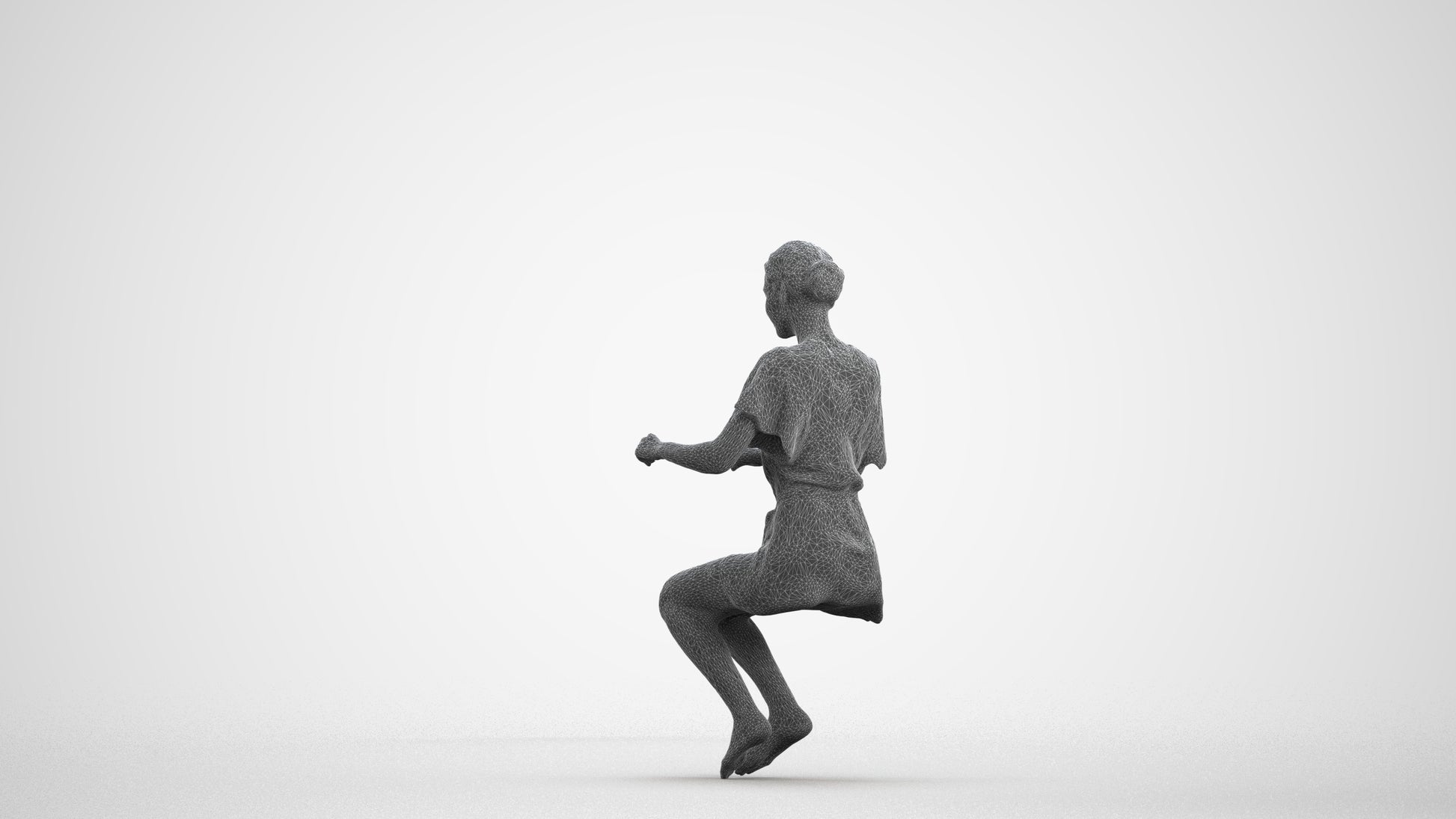 photogrammetry 3D woman bathroom, realistic human model archviz FBX, wireframe front view