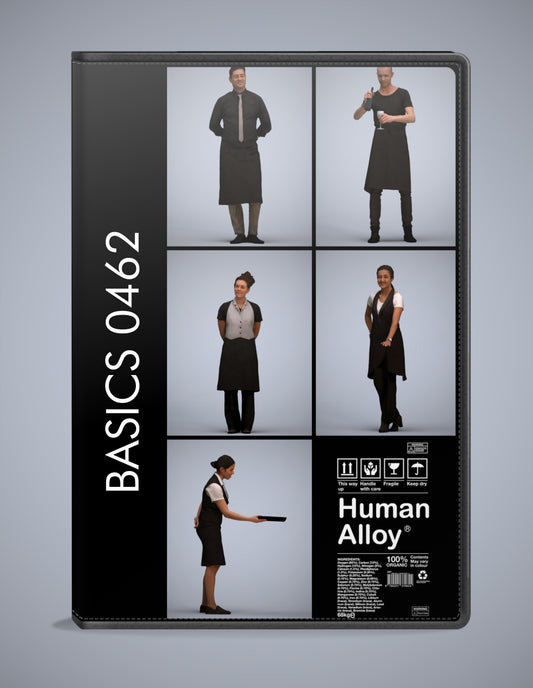 3D human models hospitality bundle, 5 photogrammetry scanned people for archviz