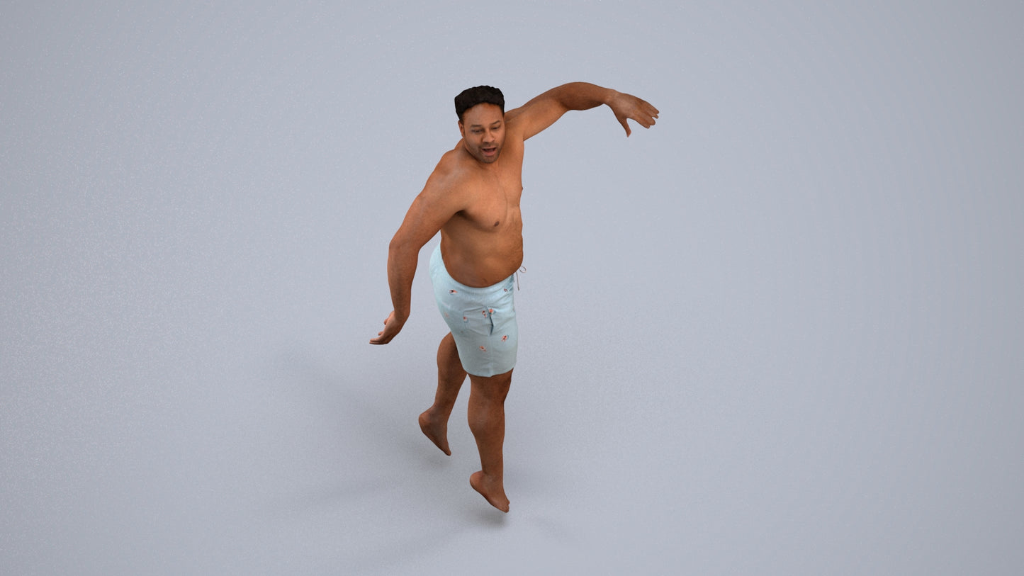 realistic 3D people man sport pool, render-ready for V-Ray and Corona, FBX OBJ, back view render