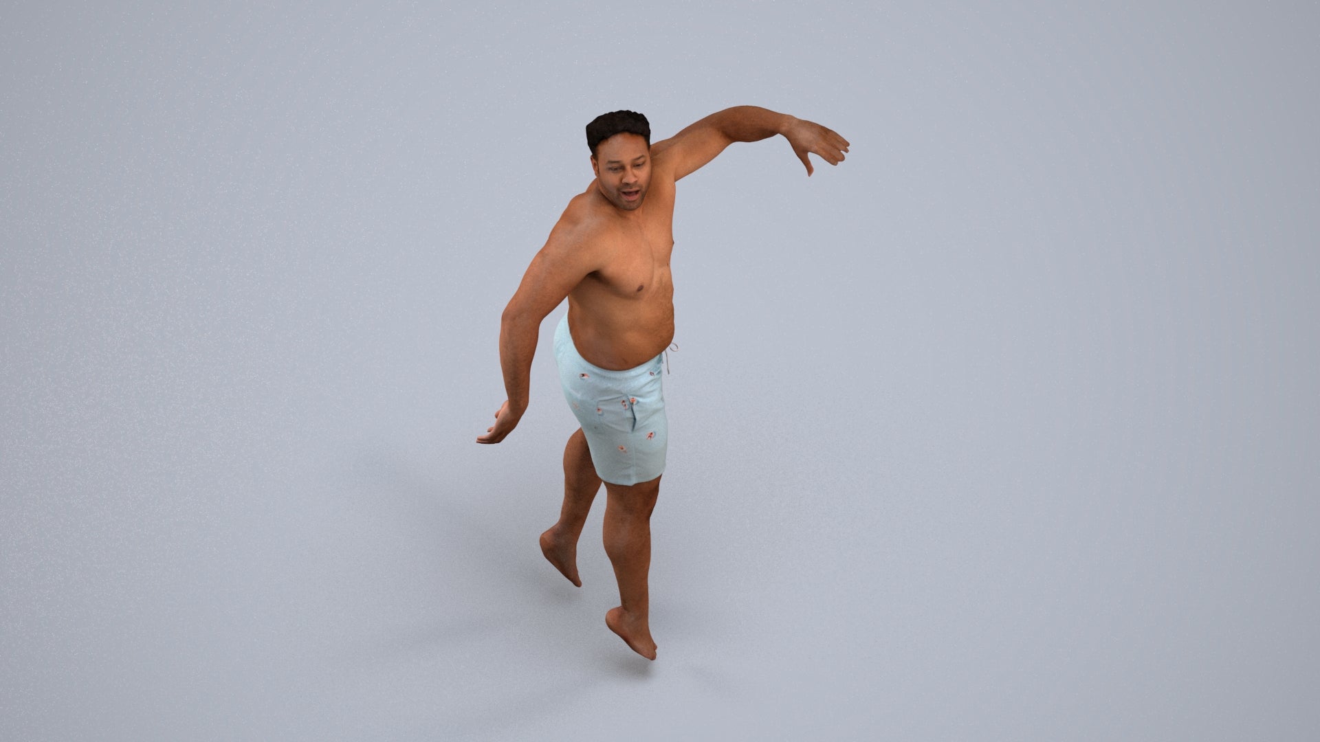realistic 3D people man sport pool, render-ready for V-Ray and Corona, FBX OBJ, back view render