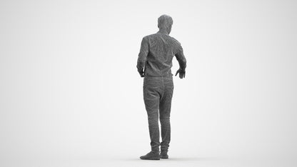 3D people model man casual formal, scanned human for 3ds Max rendering, wireframe front view