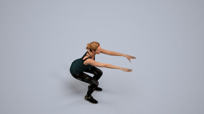 3D human model woman sport, photogrammetry scanned person for archviz, back view render