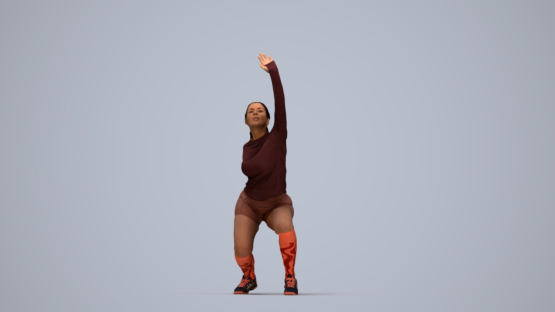 photogrammetry 3D woman sport, realistic human model archviz FBX, top-down view render