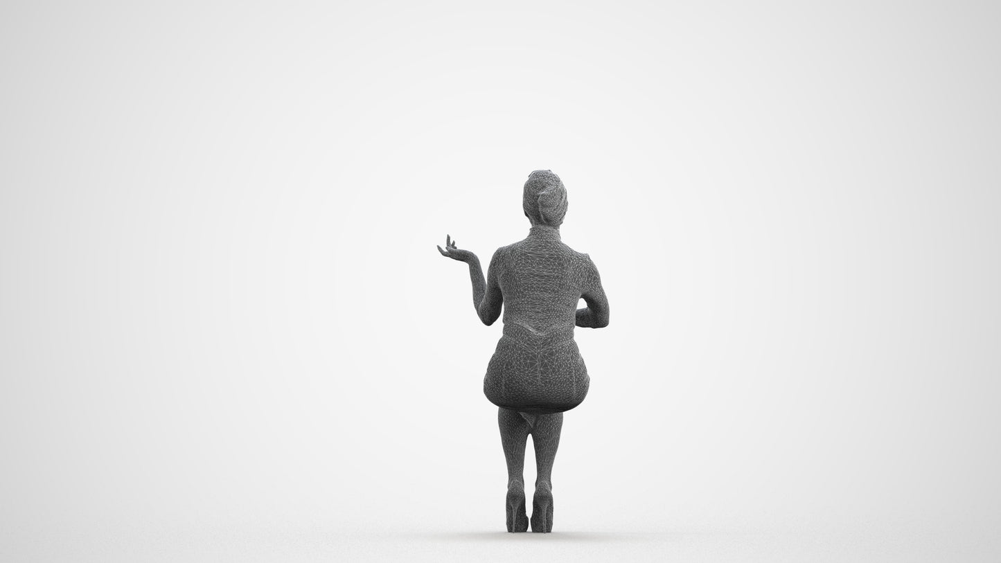 3D people model woman business, scanned human for 3ds Max rendering, wireframe front view