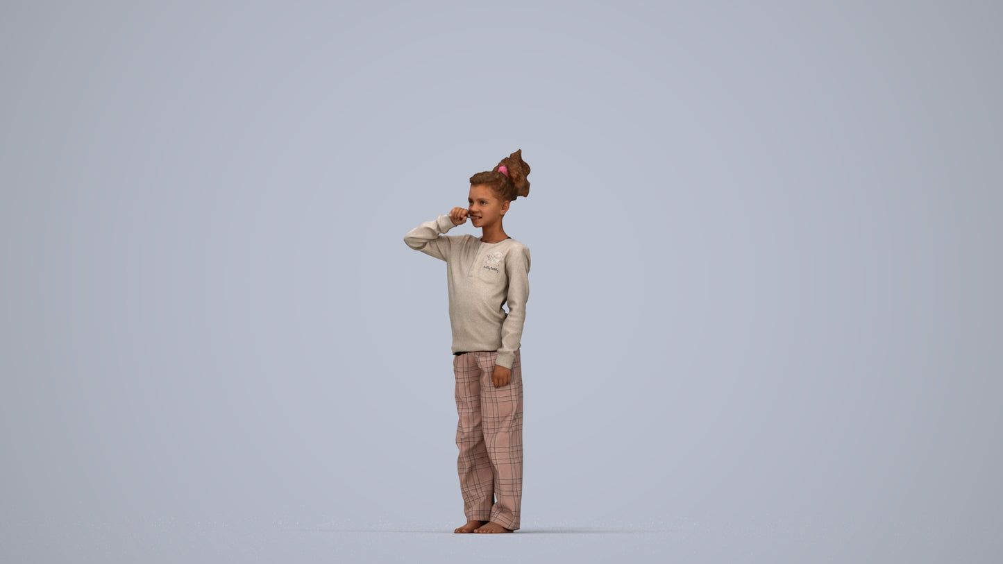 realistic 3D girl kids, scanned archviz people for Blender and 3ds Max, top-down view render