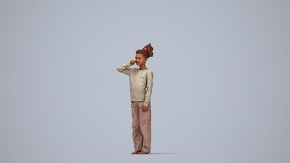 realistic 3D girl kids, scanned archviz people for Blender and 3ds Max, top-down view render