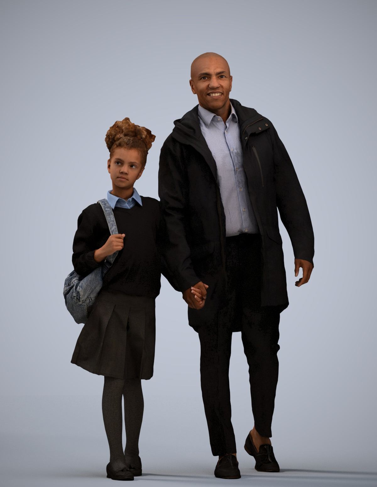 realistic 3D human girl kids, archviz people FBX OBJ for Blender