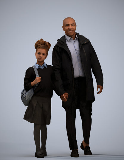 realistic 3D human girl kids, archviz people FBX OBJ for Blender