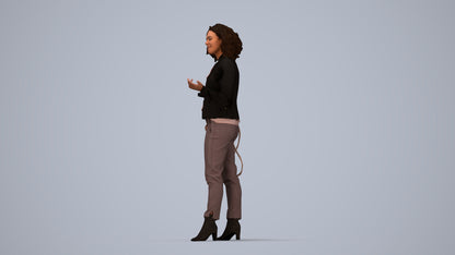 realistic 3D human woman business standing, archviz people FBX OBJ for Blender, top-down view render