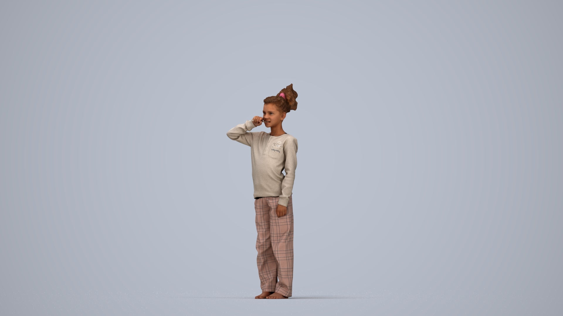3D people model girl kids, scanned human for 3ds Max rendering, top-down view render
