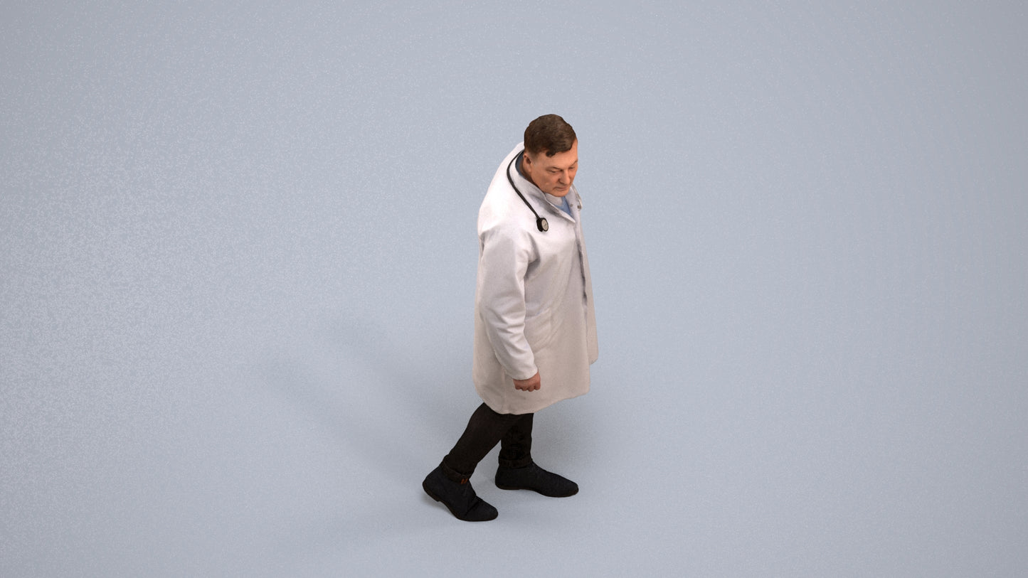 3D human model man medical, photogrammetry scanned person for archviz, back view render