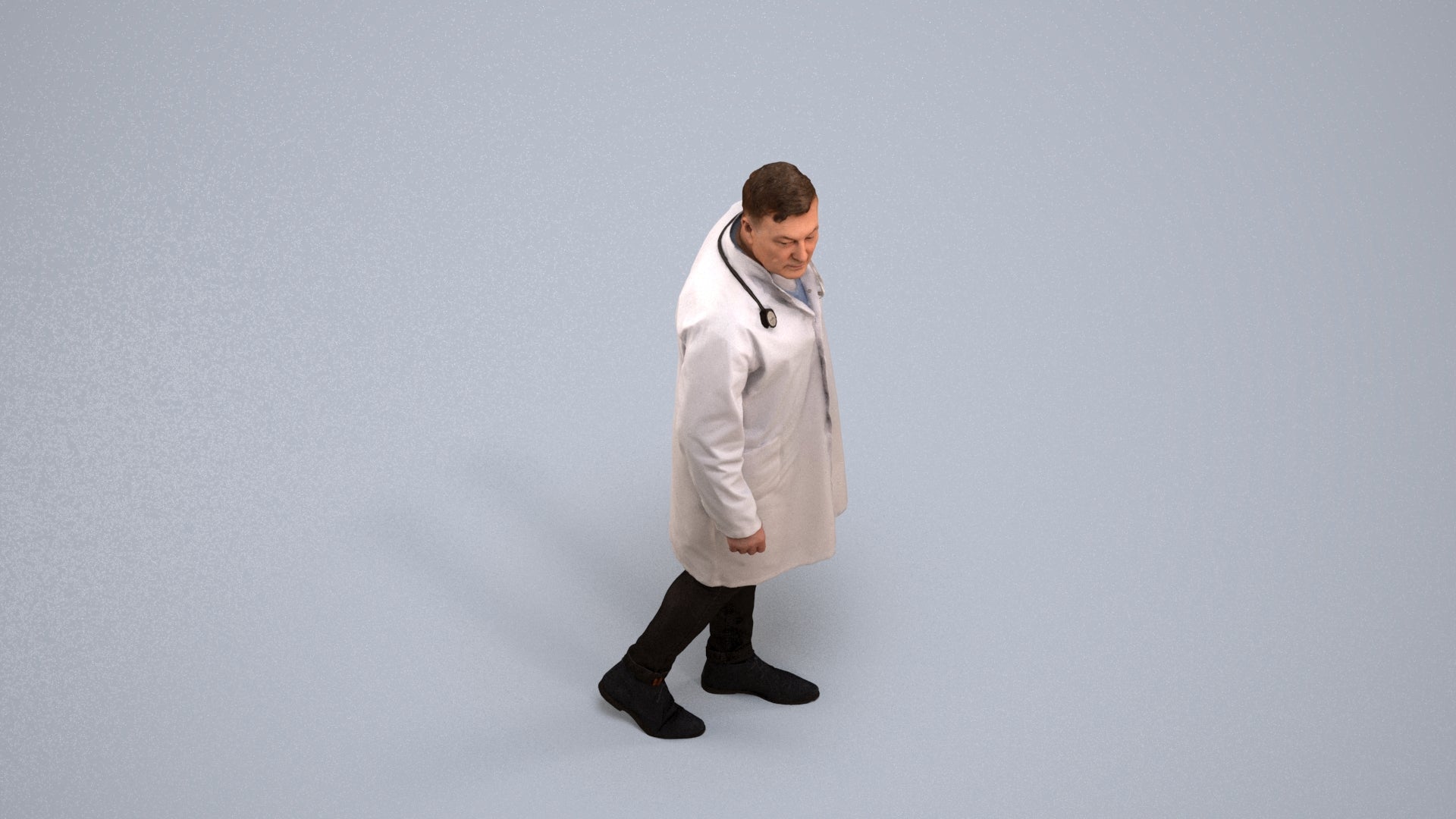 3D human model man medical, photogrammetry scanned person for archviz, back view render
