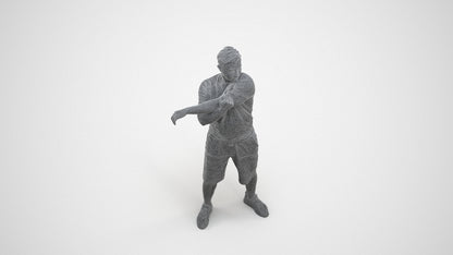 realistic 3D human man sport, archviz people FBX OBJ for Blender, wireframe three-quarter view