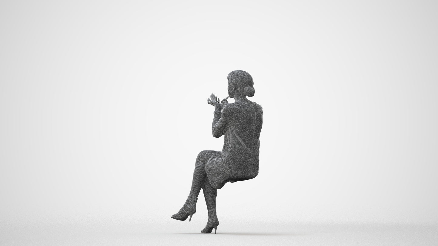 3D people model woman casual sitting, scanned human for 3ds Max rendering, square thumbnail
