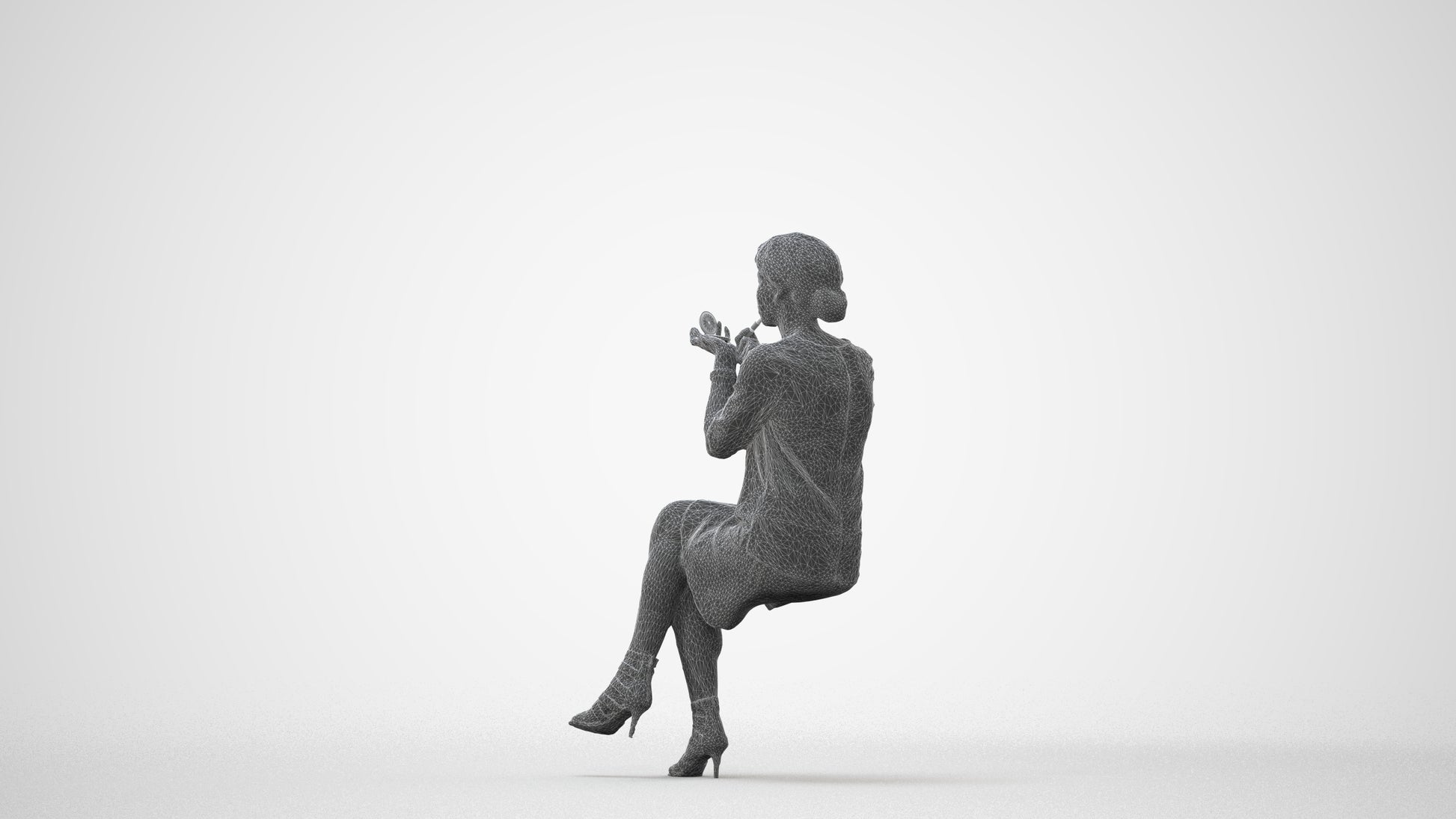 3D people model woman casual sitting, scanned human for 3ds Max rendering, square thumbnail