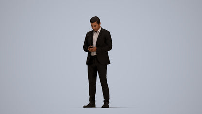 realistic 3D man business, scanned archviz people for Blender and 3ds Max, top-down view render