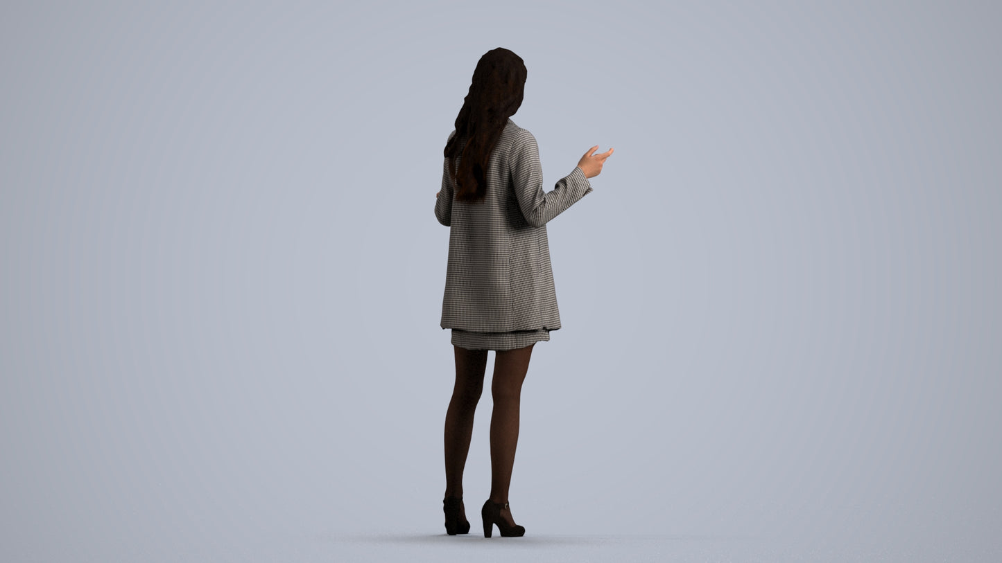 realistic 3D woman business, scanned archviz people for Blender and 3ds Max, front view render