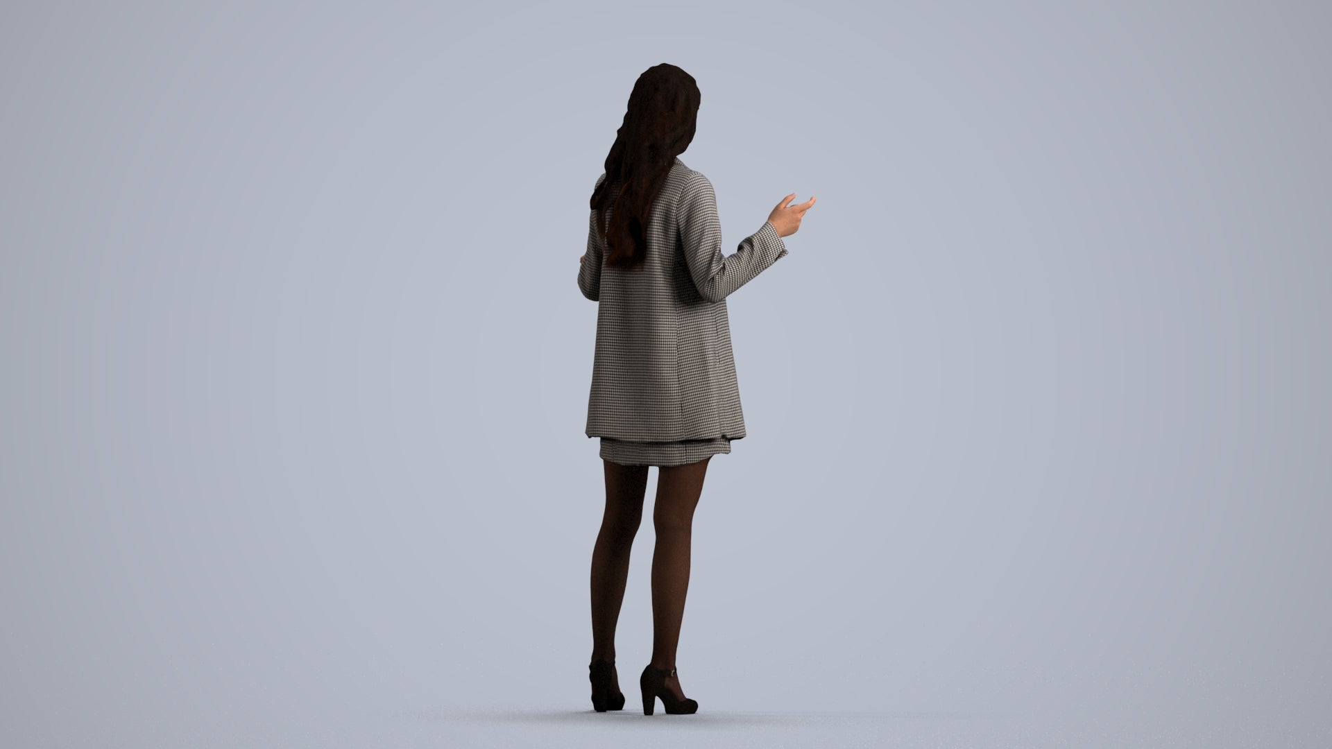 realistic 3D woman business, scanned archviz people for Blender and 3ds Max, front view render